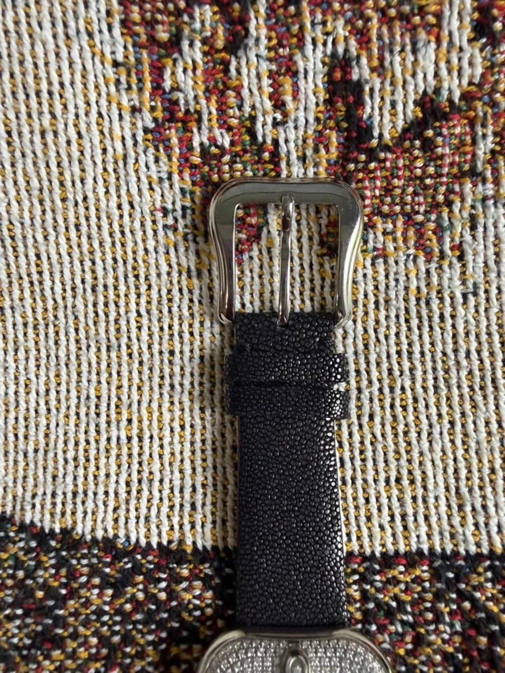Fendi Black Diamond-Trim Mother-of-Pearl Dial Watch